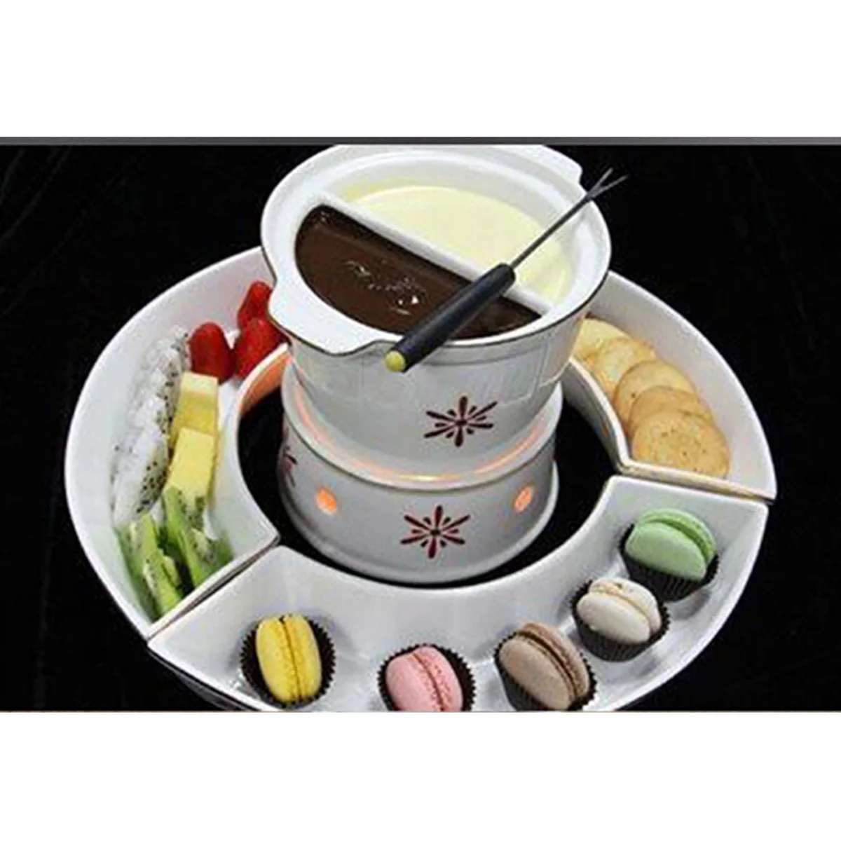 

6pcs 24Cm Stainless Steel Dessert Forks Heat Resistant Handle For Chocolate Fountain Cheese Fondue Roast Marshmallows Fruit Food