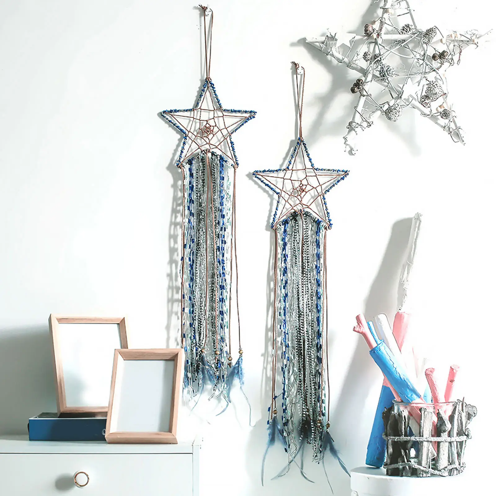 6Pcs Dreamcatcher Iron Rings DIY Accessories 2 Styles Moon Five-Pointed Textured Strong for Handmade Garland