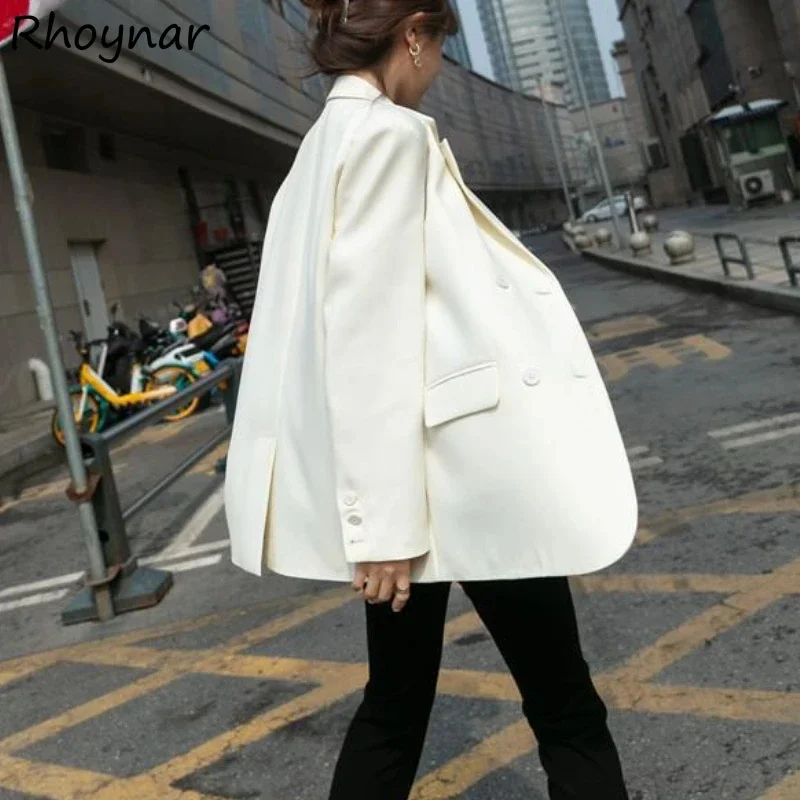 

Double Breasted Blazers Women Office Lady Temper Elegant Autumn Long Sleeve Fashion Korean Streetwear Pure Popular Clothing Chic