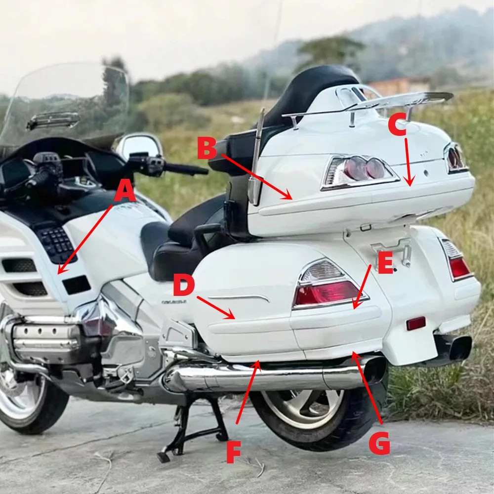 Motorcycle Front Side Box Fairing Cowl Trim Decal Rear Trunk Connect Saddlebag Shaped Accent For Honda Goldwing GL1800 01-11