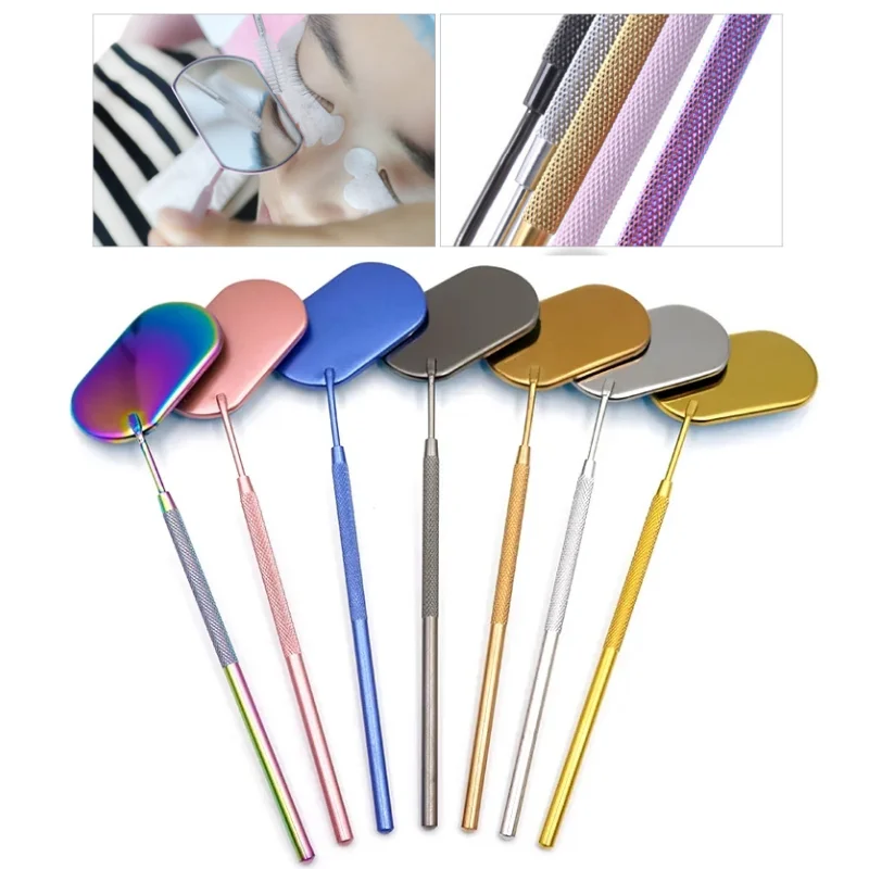 Miroir de cils narmultifonction en acier inoxydable, outils de maquillage de beauté, extension de cils, cils multicolores portables, 1PC