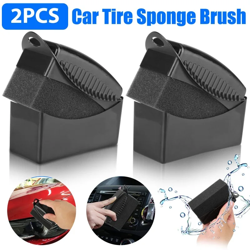 Car Tire Sponge Brush Wheel Waxing Polishing Sponge Wash Cleaning Brush Tire Contour Dressing Applicator Pads Detail Accessories