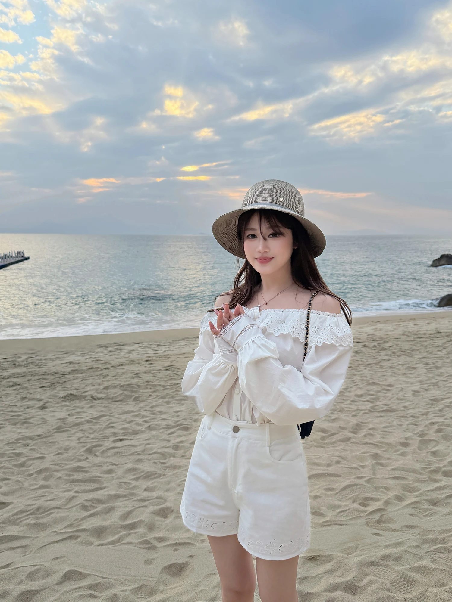 

Ele Korean Sle Women's Lace Blouse Cotton 00% Loose Fit Spring Aosphere Sensation New Arrival Faion Commute Wind