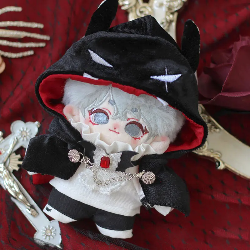 10cm Handmade Plush Toy Clothes 20cm  Anime Cute Fashion Bat Velvet Embroidered Cloak Shirt Shorts Set Boy's Birthday Gift