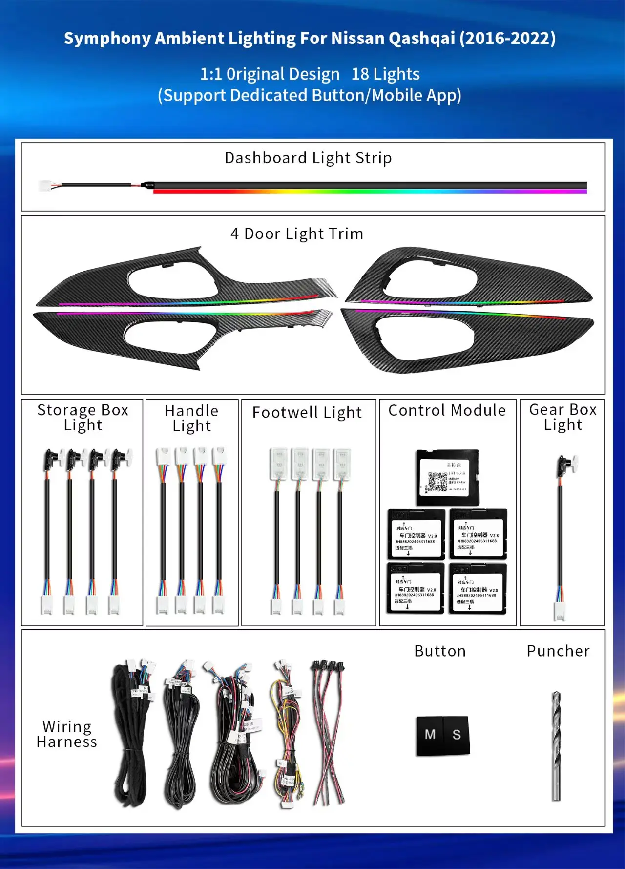 Icarsin Upgrade 256 Kleuren Led Auto-interieur Omgevingsverlichting Voor Nissan Qashqai J11 2013-2021 Sfeer Decoratie Accessoires