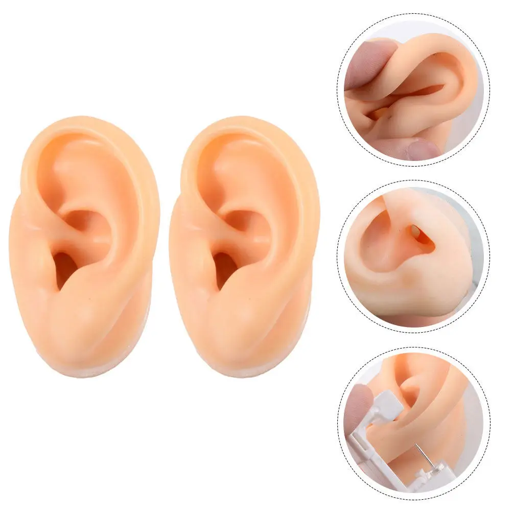

2Pcs Silicone Ear Models Fake Ears Piercing Practice Aid Realistic Ear Display Teaching Use Silicone Body Parts