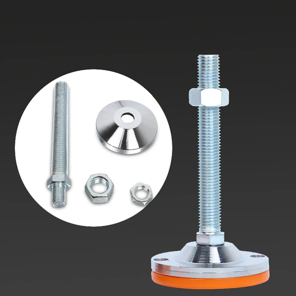 M12 M14 M16 M20 M24 M30 الثقيلة الفولاذ المقاوم للصدأ كأس القدم الثابتة قابل للتعديل المسمار القدم المضادة للانزلاق امتصاص الصدمات دعم القدم 100 مللي متر