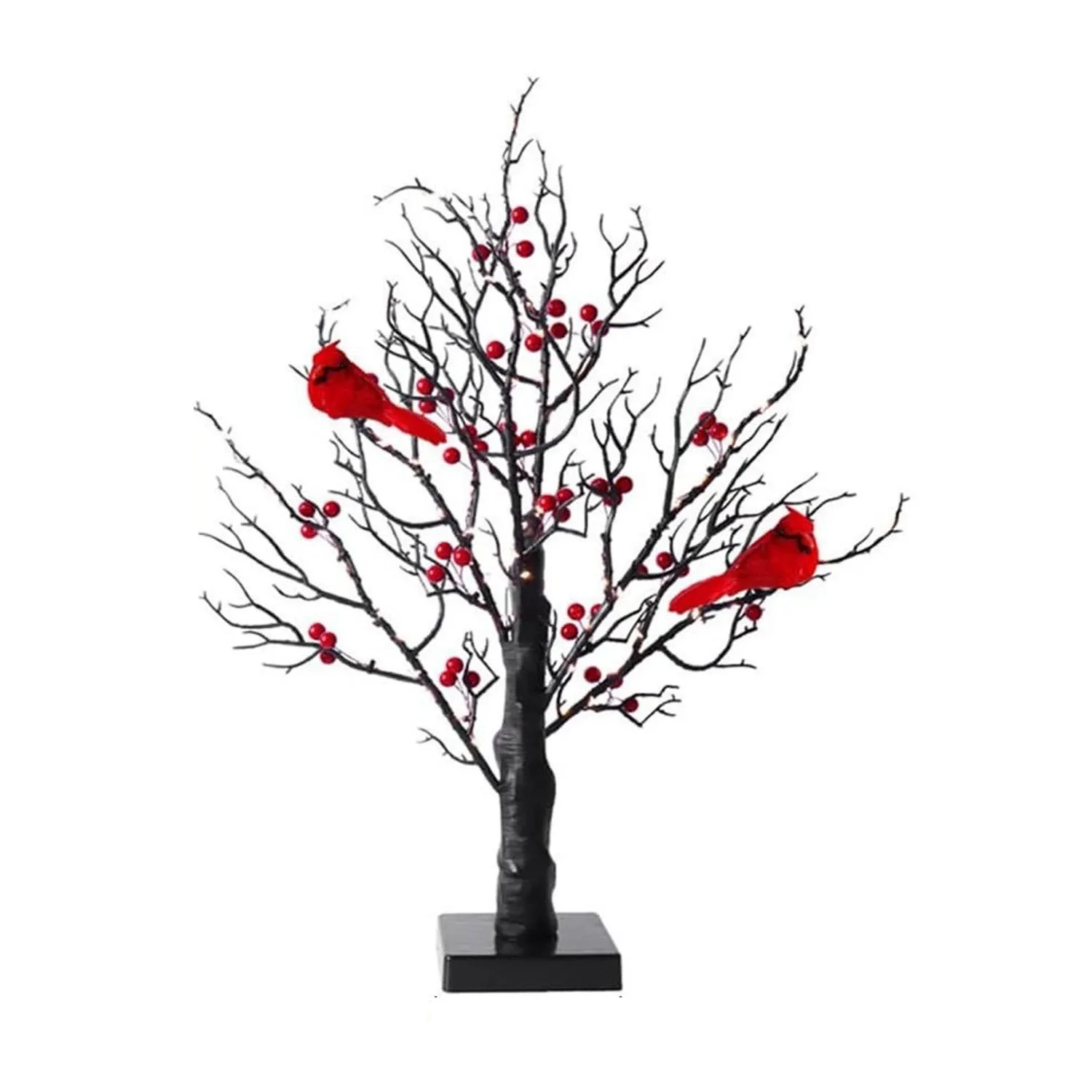 

Little Red Bird Tree Light, Christmas Spring Festival Red Fruit Decoration Light, 55 cm LED String Light, Plastic Material, 3