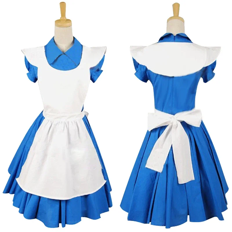 Alice Cosplay Dress Fantasy Outfit Cartoon Wonderland Disguise Costume Blue Skirt Women Adult Halloween Party Roleplay Clothes