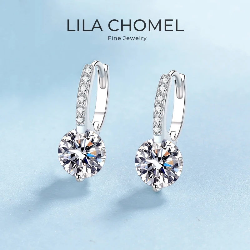 

Wife Valentine's Day 18K White Gold Lover Birthday Gift 1/2CT VVS D Color Moissanite Diamond Women Wedding PT950 Girl Earrings