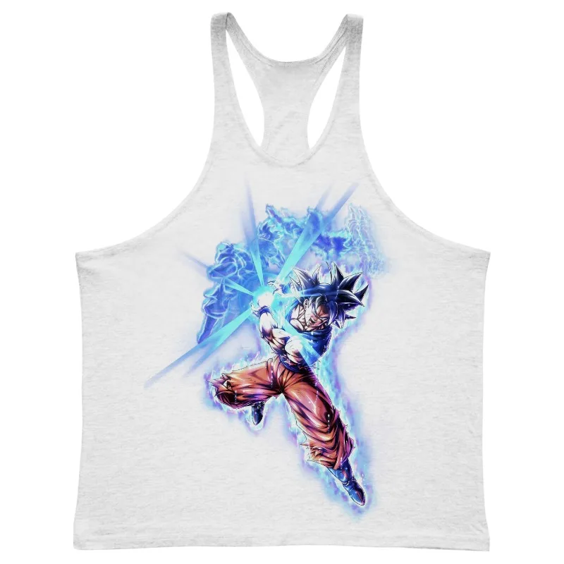 الرجال الصيف تانك القمم انمي ياباني لعبة دراغون بول جوكو طباعة الذكور رياضة الملابس تنفس سترة 100% القطن اللياقة البدنية العضلات قميص