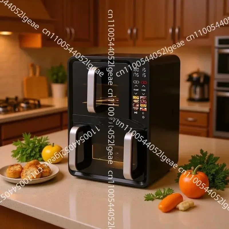Household Large Capacity 5L + 7L Upper and Lower Double Color Screen Kitchen Air Fryer Electric Fryer Electric