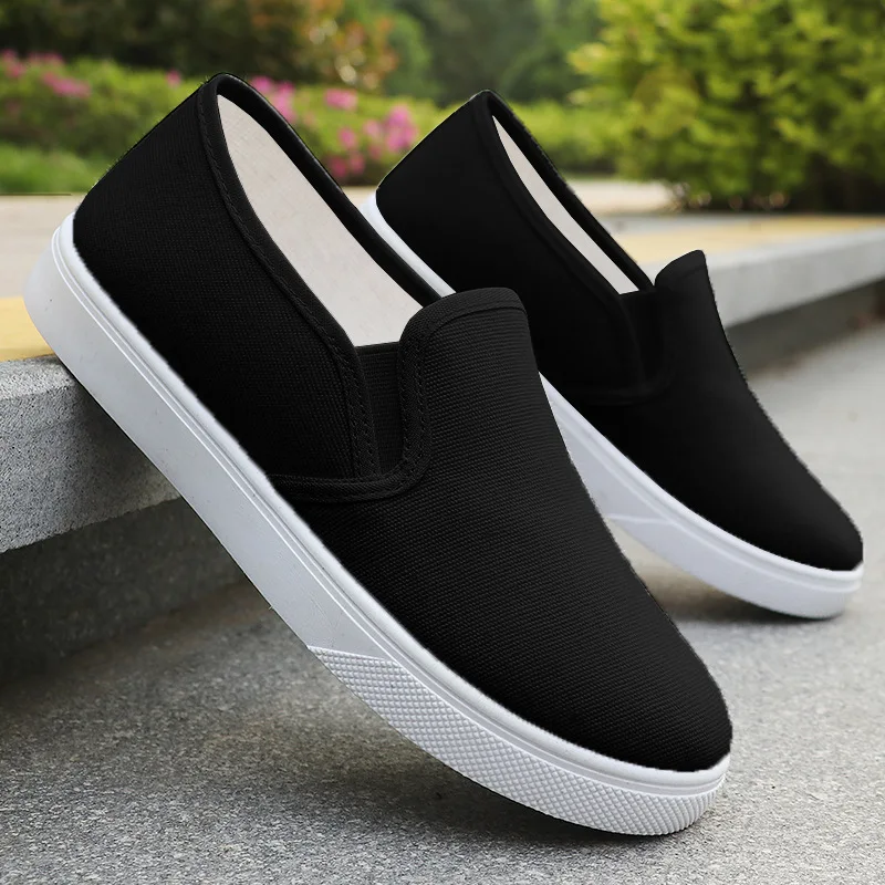 Weiße Slip-On Canvas-Schuhe, rutschfeste, flache Arbeits- und Freizeitschuhe, Unisex-Sneaker – Detail 8