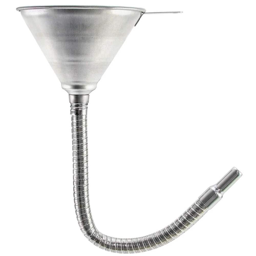 

Spout Funnel with 14-9/16" Long Flexible Hose and Strainer Steel Universal Priming Funnel for All Oils Diesel Fuel