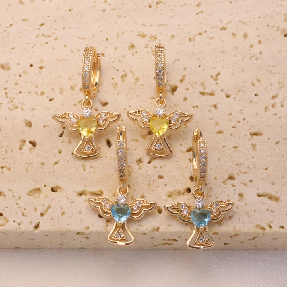 

1 Pair Exquisite Angel Wings Dangle Earrings for Women Zirconia Earring Jewelry Wedding Party Accessories