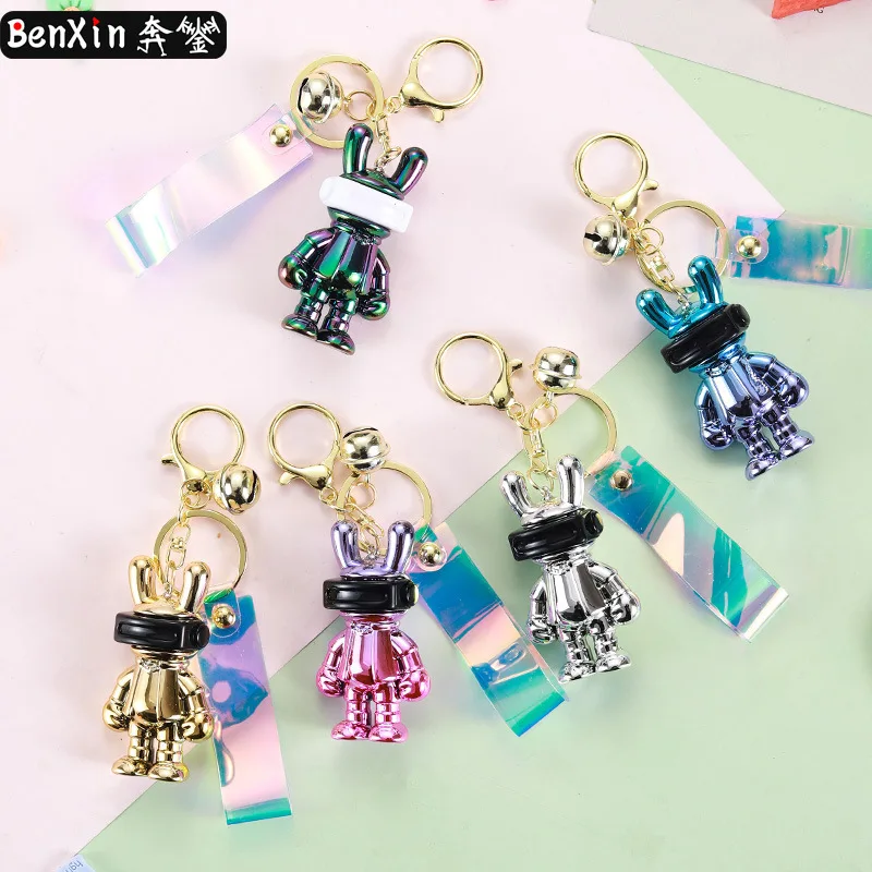 miniso スペースウサギキーホルダー、車のペンダント、漫画の人形、バッグ、キーチェーン、クレーンゲーム