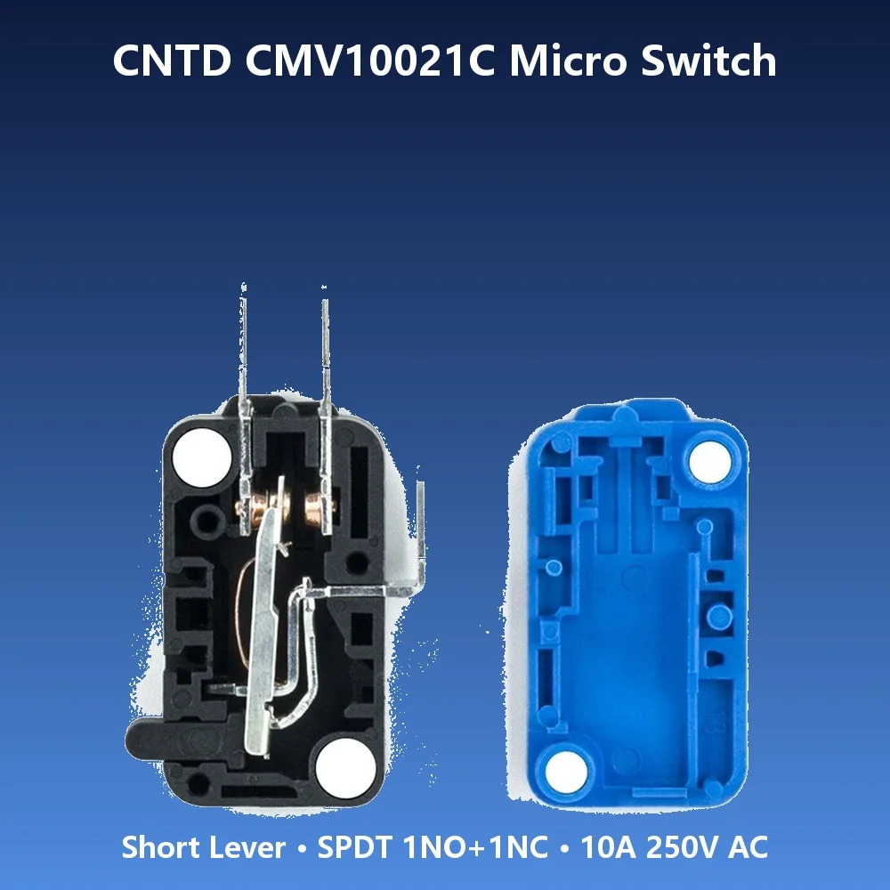 CNTD CMV10021C Micro Switch Short Lever SPDT 1NO 1NC 10A 250V AC Momentary Snap Action for CNC Automation Industrial