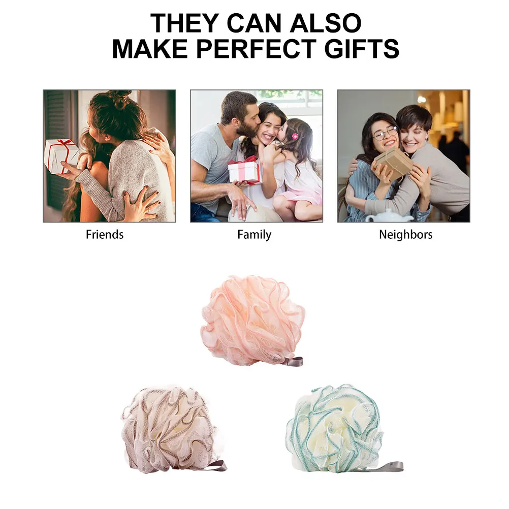 

3pcs Bath Scrubbers For Home Comfortable Bath Sponge Shower Scrubber Balls Practical Bathing Bubble Making Ball