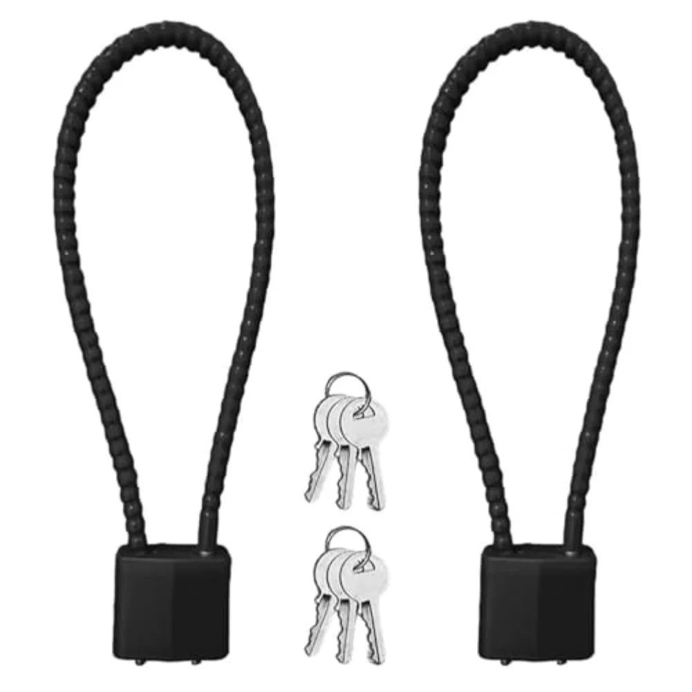 Steel Cable Locks 2 Pack with Long Shackle and 4 Keys for Securing Personal Items Bicycles Garages and Lockers