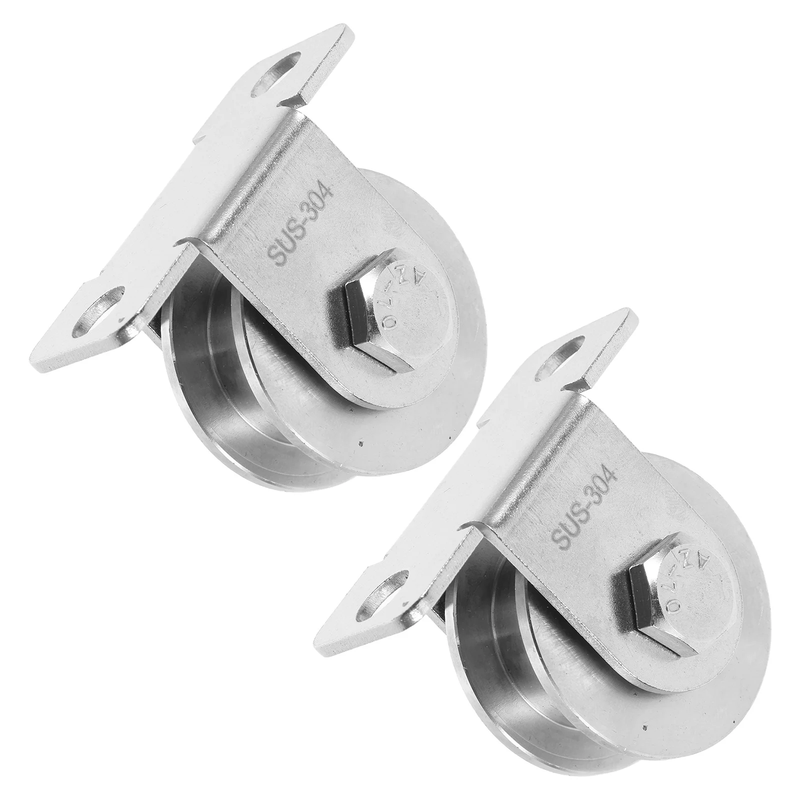 

2Pcs Wall Mounted Pulley Wheels Heavy-Duty Stainless Steel Rope Pulley Built-in Bearings for Sliding Door Cable Lifting
