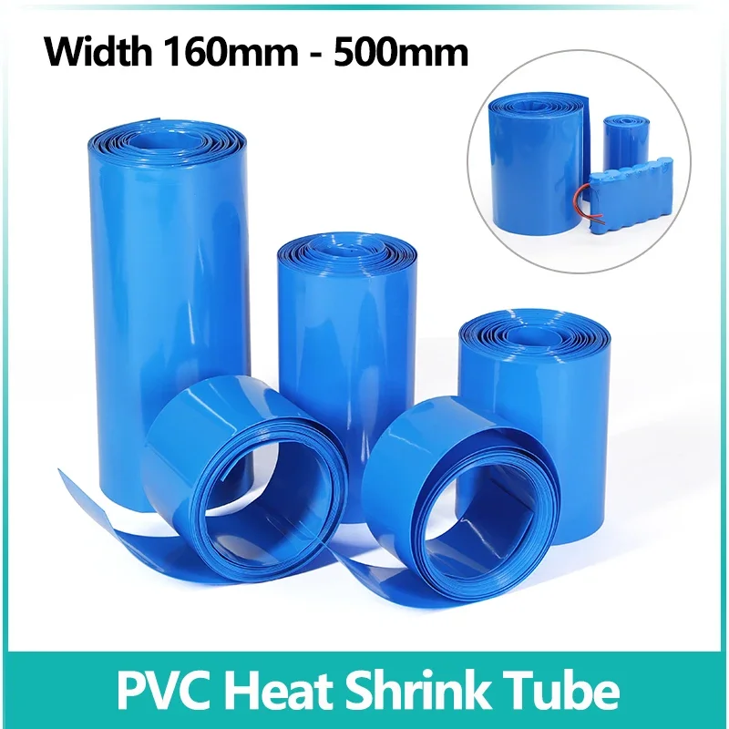 

1/5/10m Blue PVC Heat Shrink Tube 160mm ~ 500mm 18650 Lipo Battery Pack Insulated Protection Film Wrap lithium Case Cable Sleeve