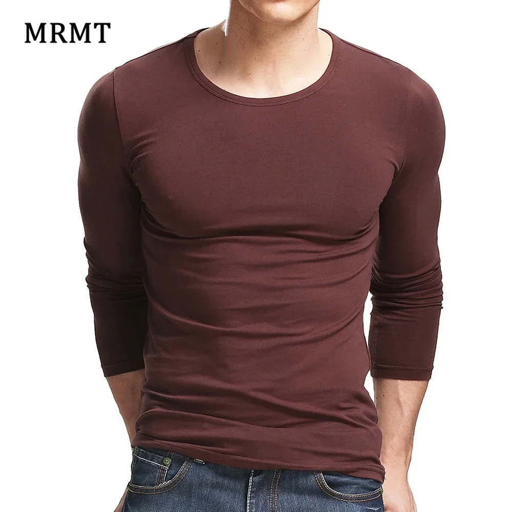 

MRMT 2024 Lycra Cotton Men'S T-Shirt 5XL Long Sleeved T Shirt Men Pure Color Casual Mens Long Sleeve Tshirt For Male