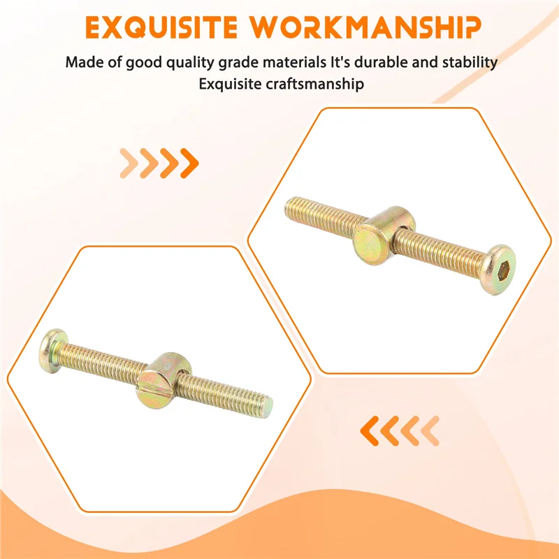 F-T Винты с шестигранной головкой под торцевой ключ Болты Мебельный болт с резьбой M 6X55 мм Бочковые гайки Крестообразный дюбель с прорезями Мебельная гайка для