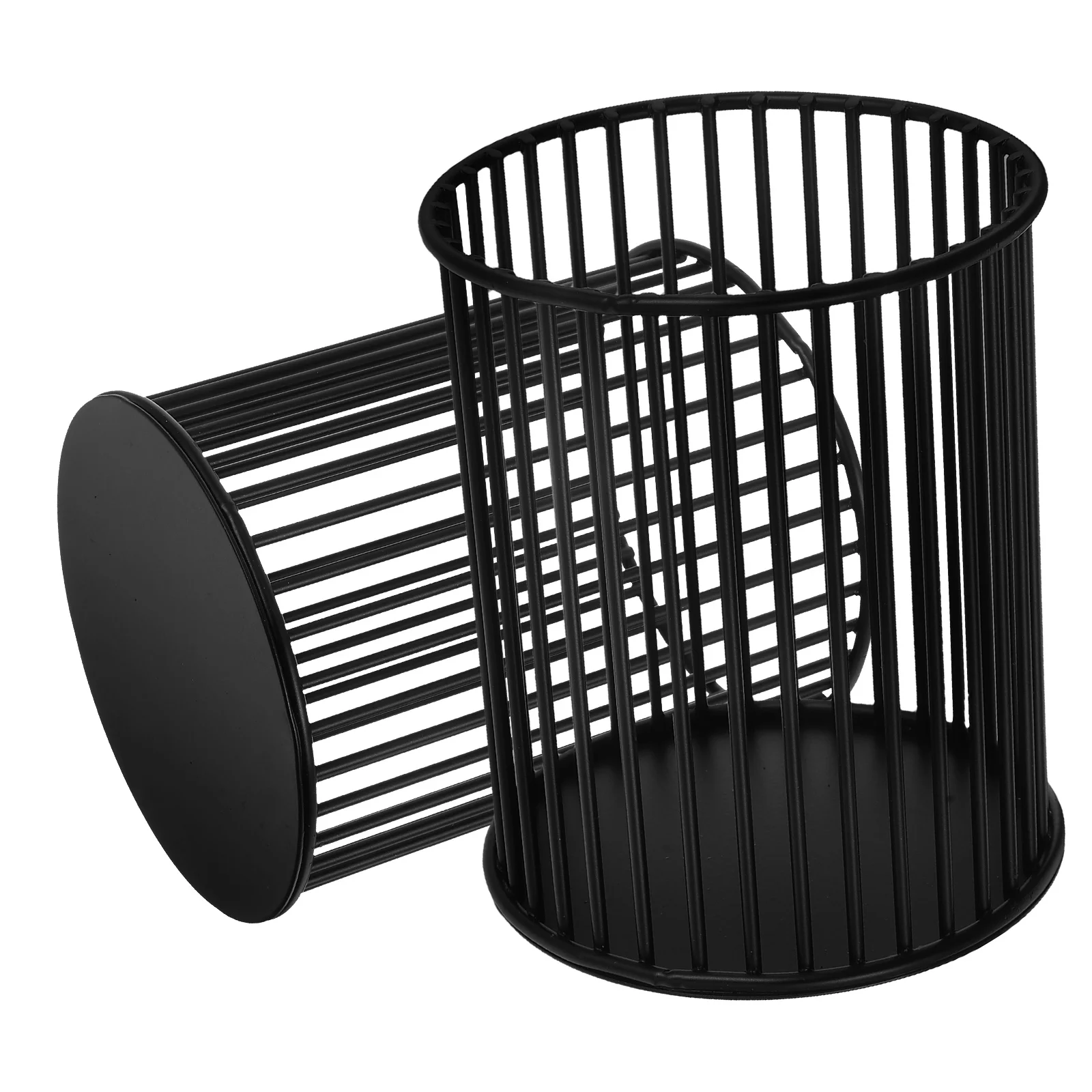 

2 Pcs Iron Pen Holder Cosmetics Basket Pretty Holds Desktop Cup Storage Makeup Brush Organizer