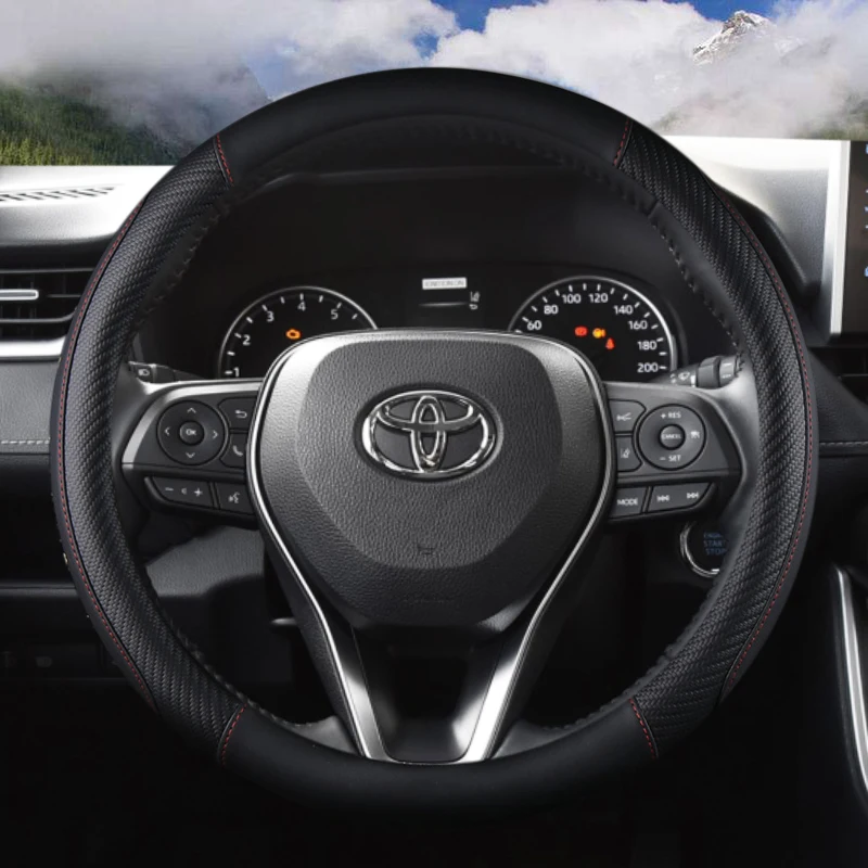 

Car Steering Wheel Cover Leather For Toyota Avalon Camry 2018-2023 Corolla 2018-2023 Crown 2018-2023 RAV4 2019 Auto Accessories