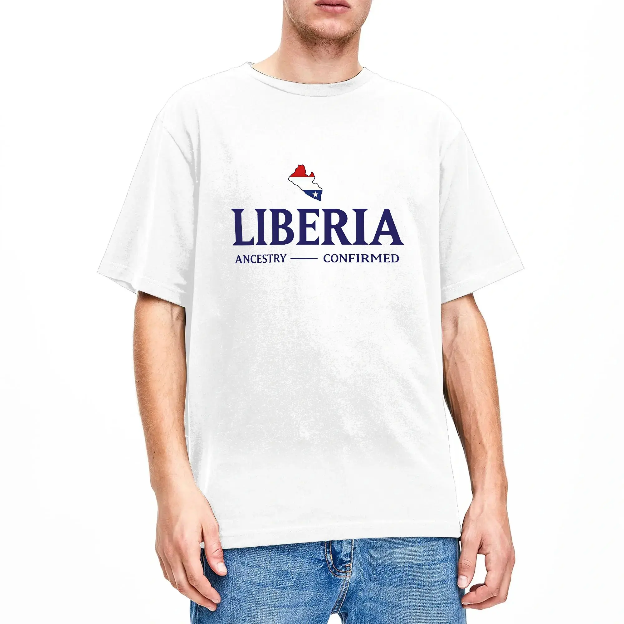 Funny Liberia Ancestry Confirmed T-Shirts Men Round Collar Cotton T Shirt  Short Sleeve Tee Shirt Party Clothes