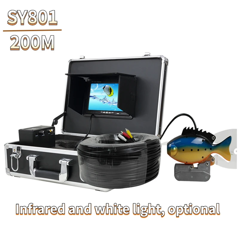 

SY801 Underwater Fishing 200m Fish Finder Prober Detector Lure 7''LCD Clear Screen HD Fish Camera for Ice Sea Ocean Fishing