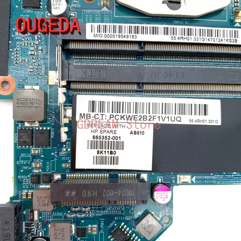 OUGEDA – carte mère DDR3 HM65 pour ordinateur portable HP pavillon 665352, pour modèles 665352, 001, 501, 665352, 601, DV6-6000, DV6T, test complet