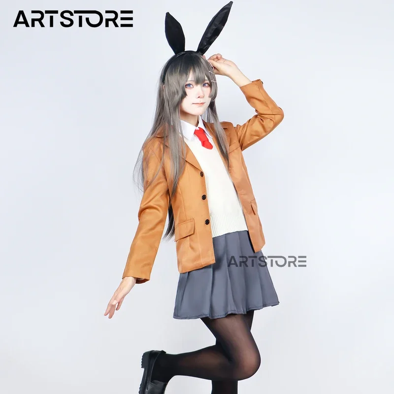 Sakurajima Mai Cosplay Costume Rascal Does Not Dream of Bunny Girl Senpai Mai Sakurajima Cosplay Wig Bunny Ears Headwear Women