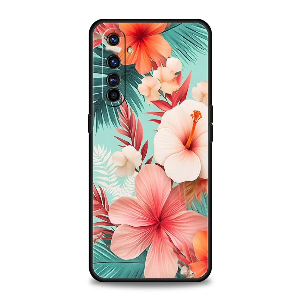 아름다운 꽃 나뭇잎 휴대폰 케이스, Realme 12 11 10 9 8 5G 7 6 GT5 GT3 GT2 프로 플러스 C21 C11 C25 C35 GT Neo 2 3 3T 5 소프트 커버
