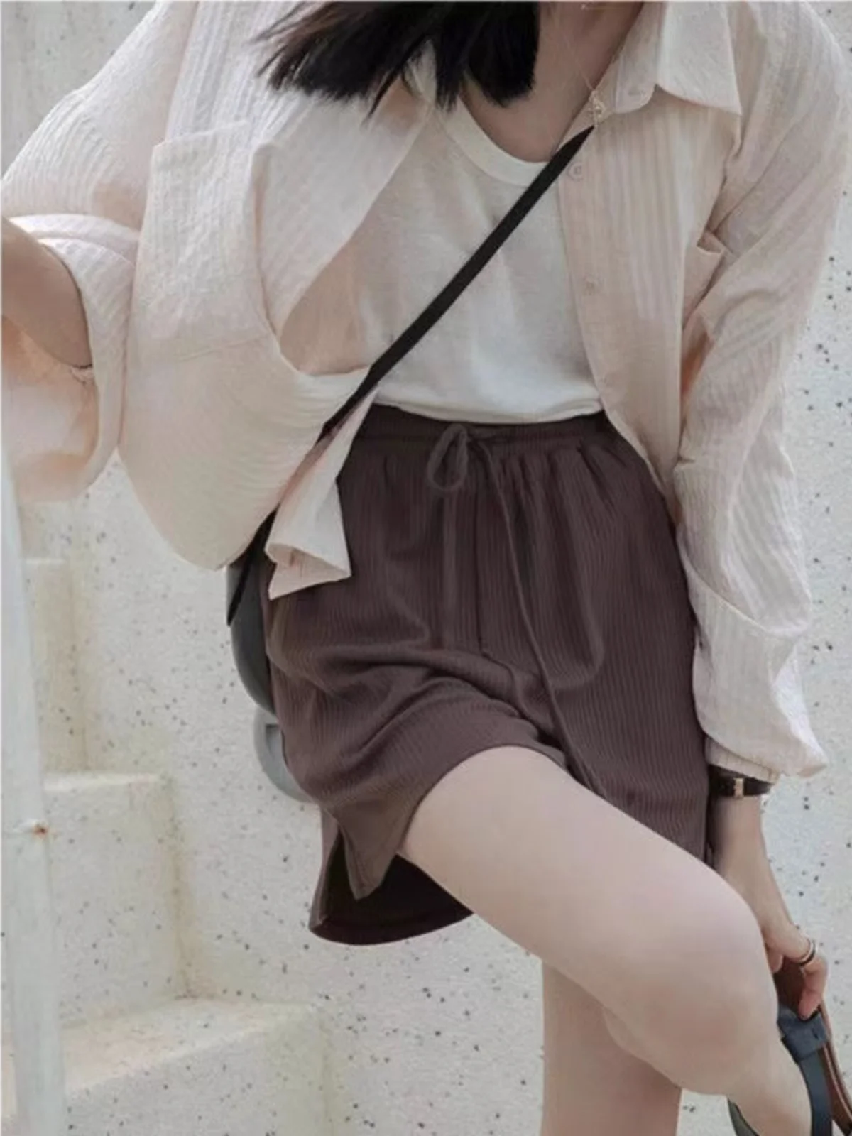 Cardigan ouvert de Protection solaire rose pour femmes, ample, Chic, coréen, Long, col irt, chemisier à bulles, nouvelle collection été