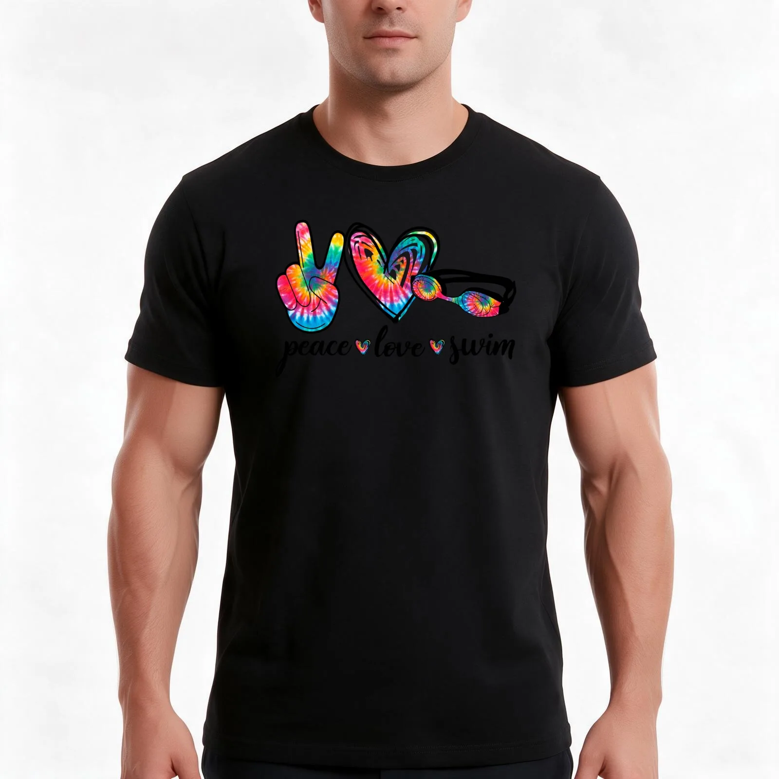 Swimmer Swimming Peace Love Swim T-Shirt Summer Casual Cotton Tee Oversized Streetwear Tops Vintage Graphic Print