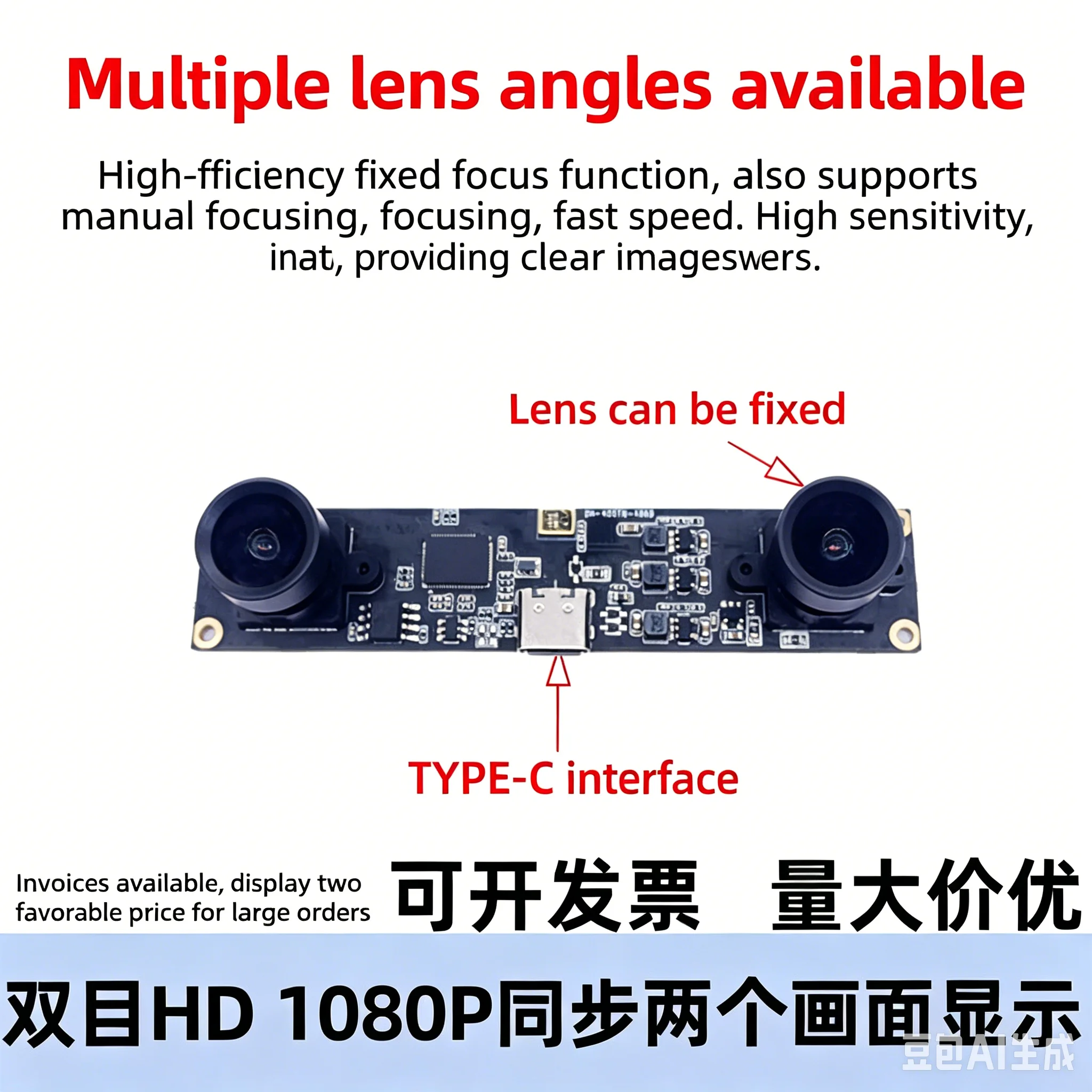 4 million synchronized same-frame binocular ranging camera, depth recognition 60 FPS USB camera module, USB driver-free