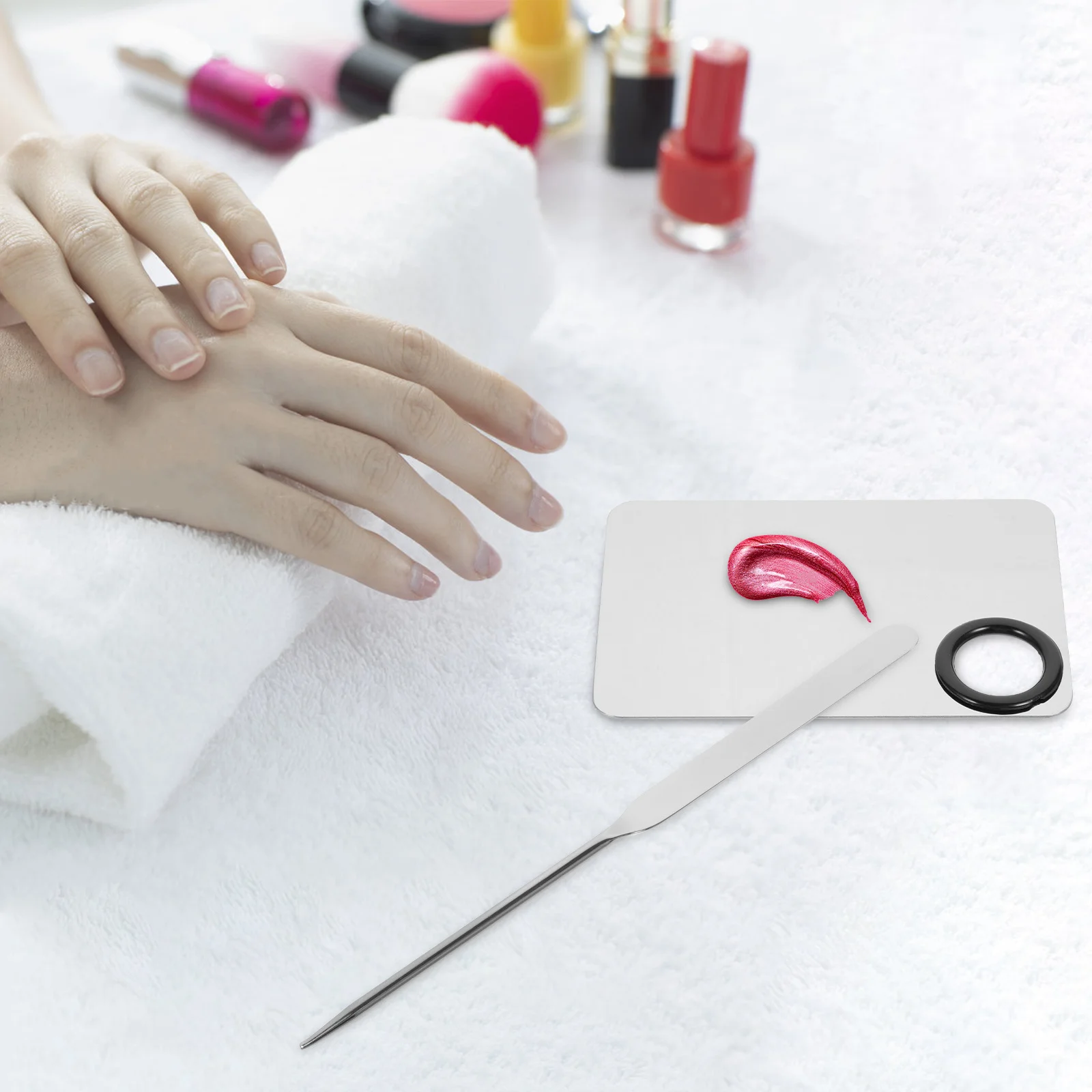 

1Set Color Mixing Palette Stainless Steel Smooth Surface Easy Clean for Foundation Nail Art Blending Professional Makeup Tools