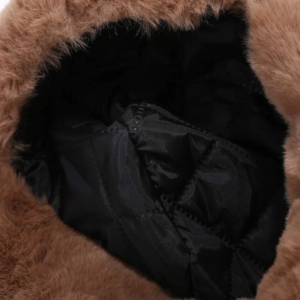 New Faux Fur Lining Trapper Hat Fastening Chin Strap Warm Earflap Hat Waterproof Bomber Hat Skiing