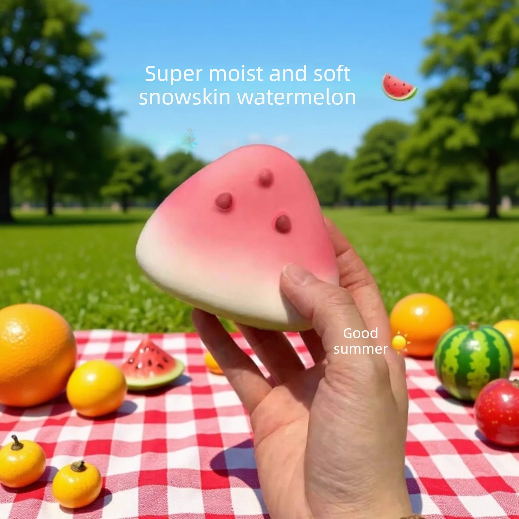 Ice Skin Watermelon Slow Rising Squishy Toy Soft Stress Relief Simulation Fruit Desk Decor