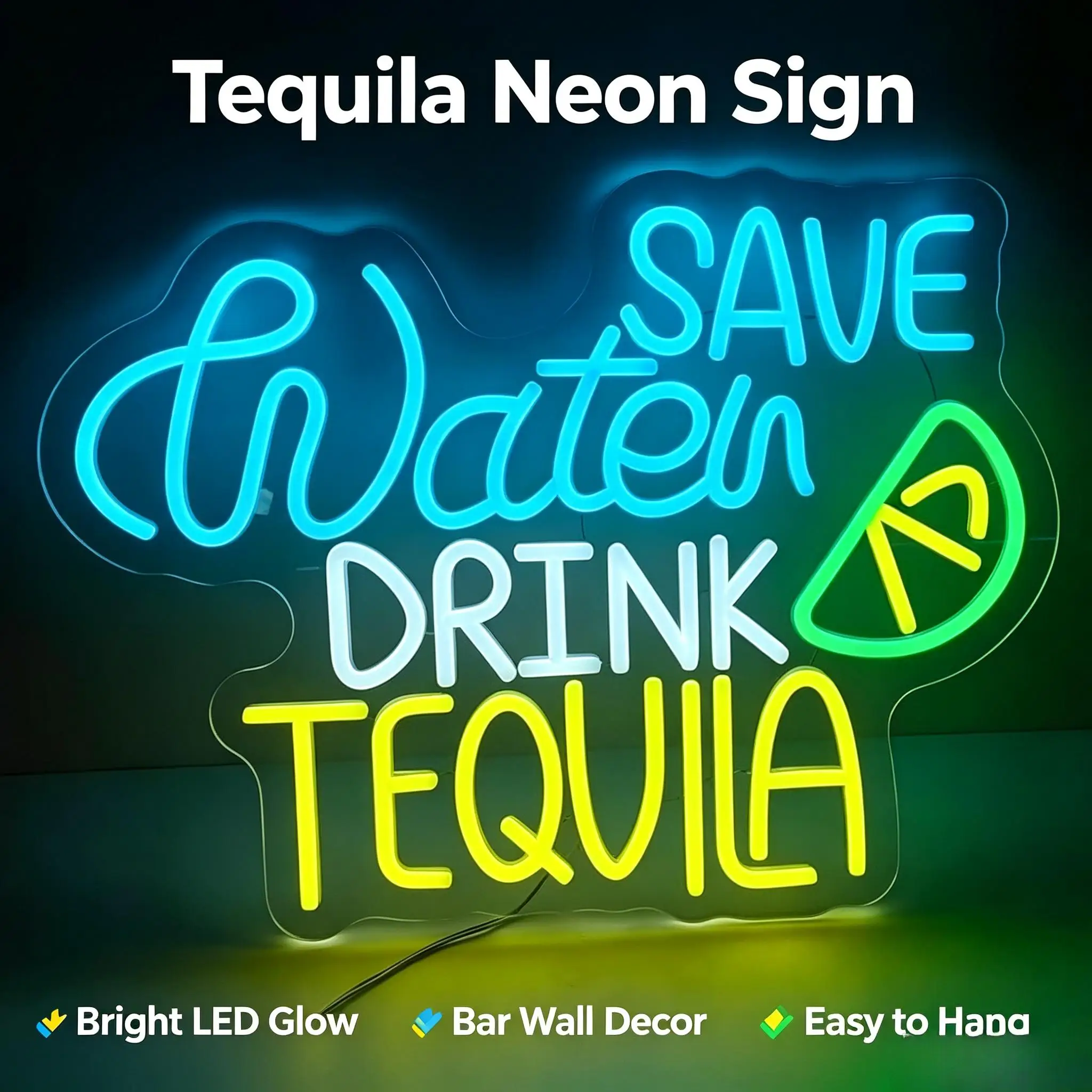 Save Water Drink Tequila Neon Sign USB Dimmable LED Neon Light For Home Bar Bistro Club Wall Backdrop Decoration Signboard Light