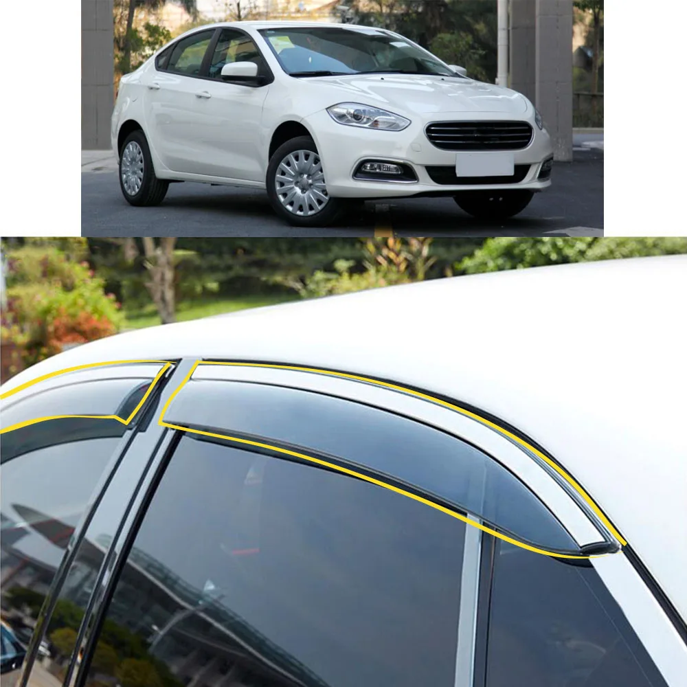 Car Sticker Plastic Window Glass Wind Visor Rain/Sun Guard Vent Parts For FIAT Viaggio 2012 2013 2014 2015 2016 2017 2018