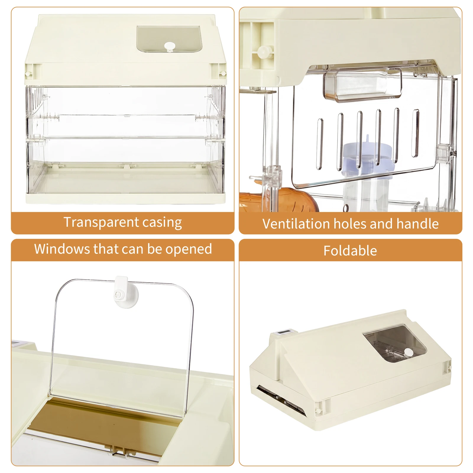 Hamster Cage Starter Kits, 6 in 1 Guinea Pig Cage with Hideout, Platform,Wheel,Water Bottle,Bowl Accessories, Pet Rat Cage for Chinchillas, Hedgehog, Syrian, Gerbil-Chew Proof Acrylic view 3