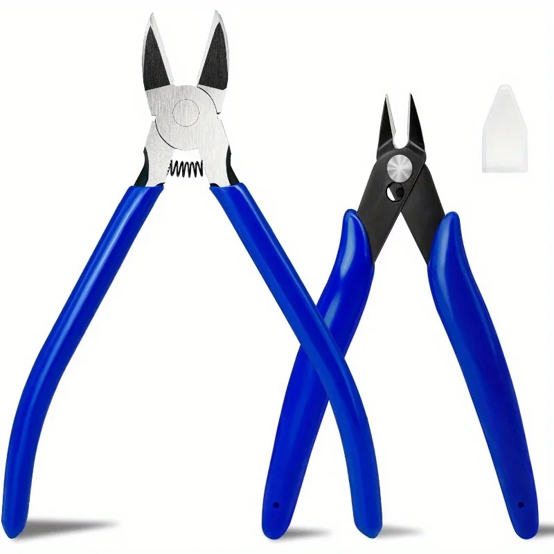 Blue 2 Pack 6+5 Inch Dual Flush Cutters High Precision Carbon Steel Wire Snips for DIY Electronics Jewelry 3D Models Sprue