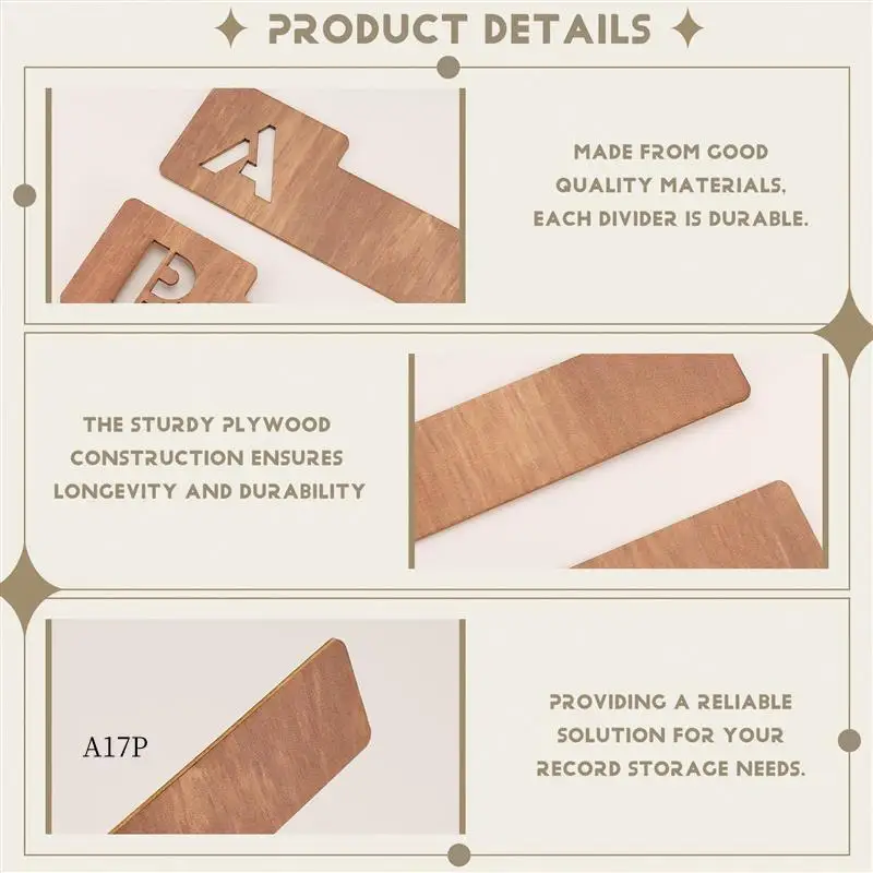 

AP-26PCS Wood Record Dividers, Alphabetical Vinyl Record Storage Dividers A-Z, Record Holder Organizer Guides Easy Install