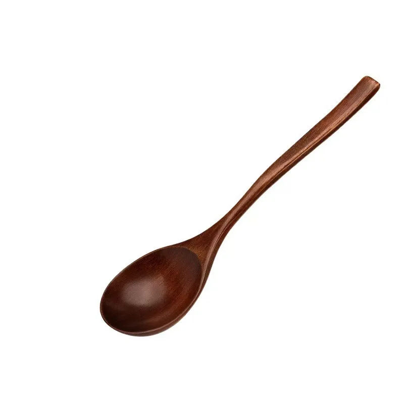 Cuchara de madera china, cuchara de arroz, cuchara de ramen de mango largo, cuchara de sopa de madera, 5 uds.
