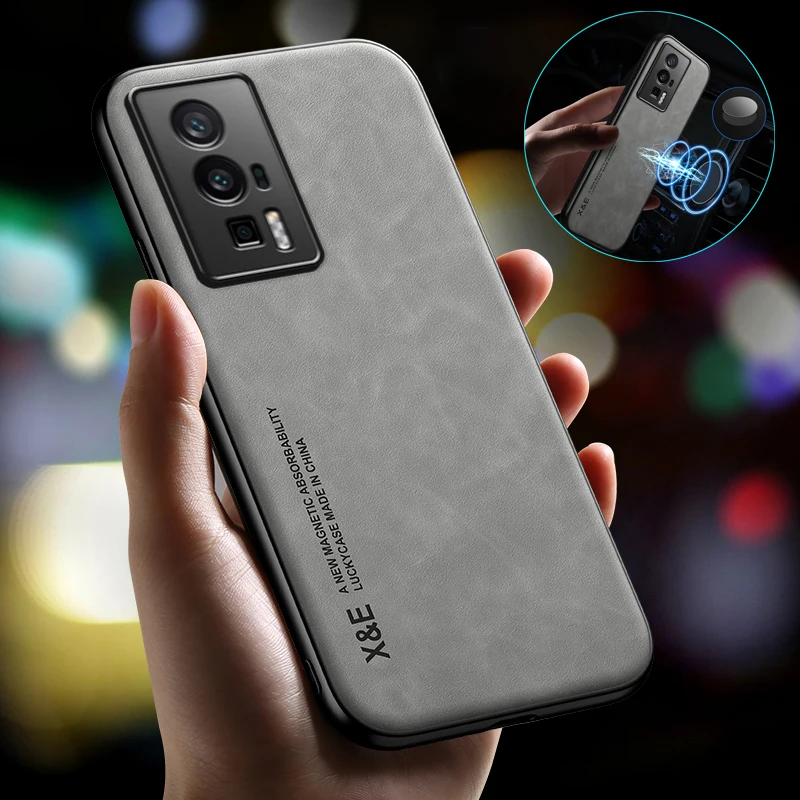 For Xiaomi Redmi K60 Pro Case Luxury Magnetic Car Holder Leather Phone Case for Xiaomi Redmi K60 Pro K60E Silicone Back Cover