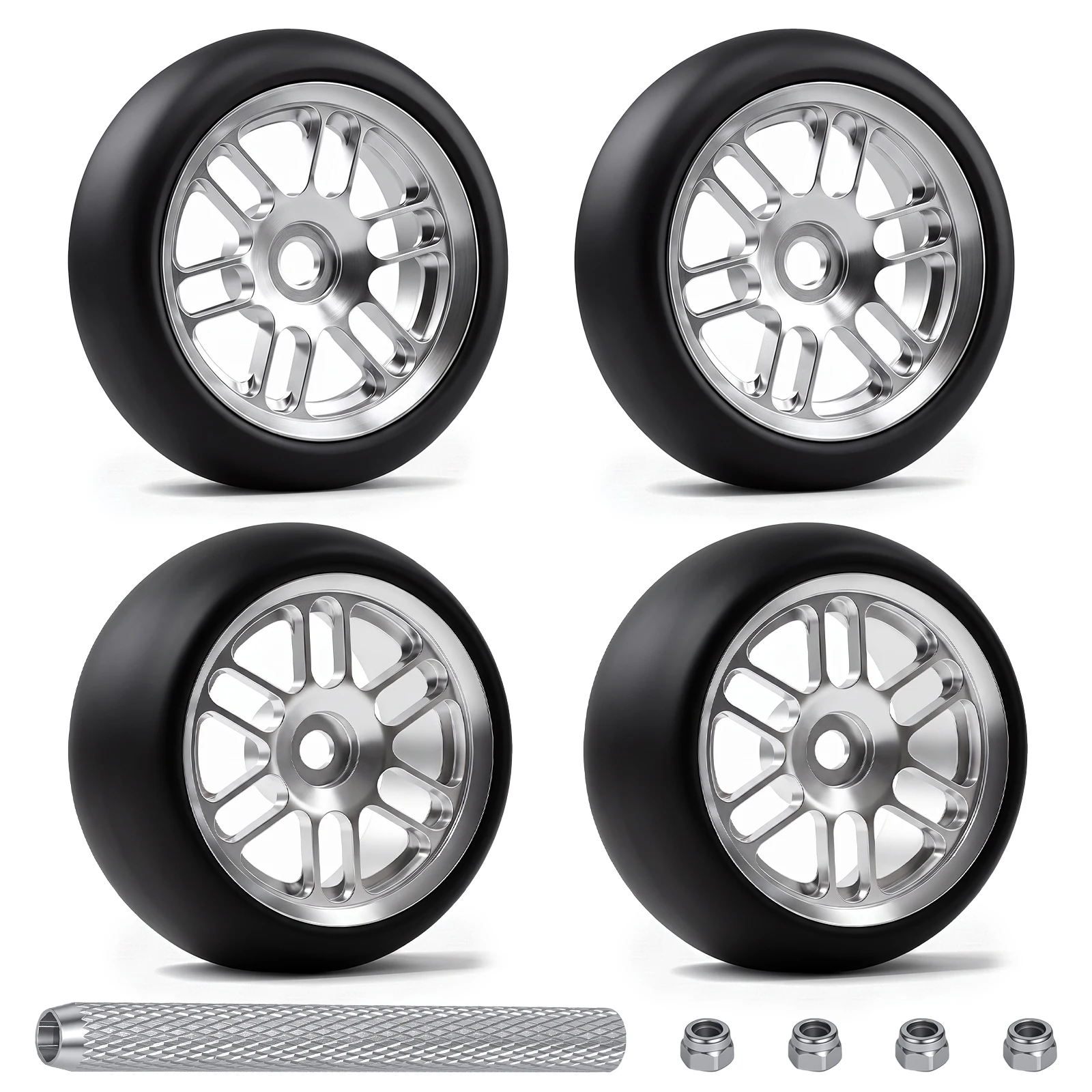 Metal Wheels&Hard Tires for 1/24 Wltoys 244016 LOSI Micro-B RC Car Upgrade Parts