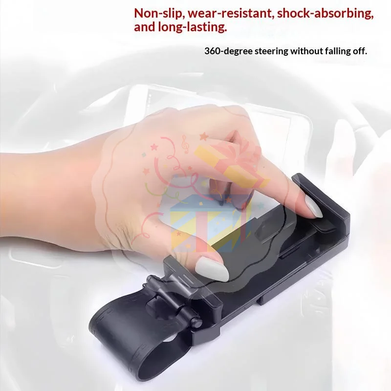 Car Steering Wheel Phone Holder Elastic Retractable Anti-shake Universal Mobile Mount for Safe Hands-free Driving GPS