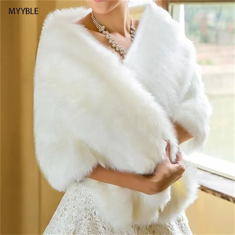 

MYYBLE Venta caliente barato elegante abrigo piel abrigo boda chal chaqueta novia accesorios abrigo de boda